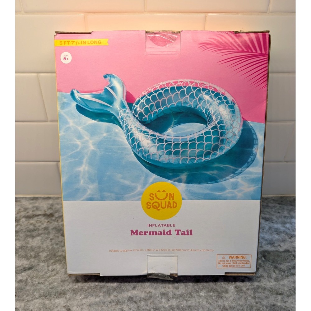Sun Squad Inflatable Mermaid Tail Pool Float Blue Pink 5 Ft 7 In Target Ages 8+